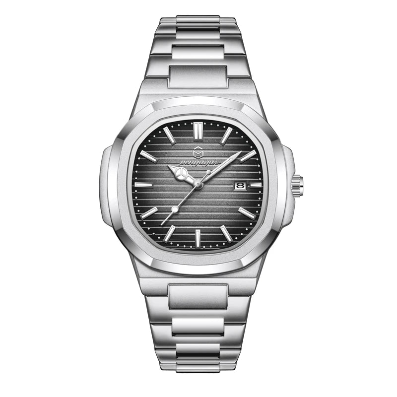 2026 New Luxury Military Man Watch Square Waterproof Luminous Date Week Men Watch Stainless Steel Quartz Men's Watches Reloj+box