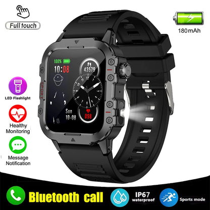 2026 New Military Smart Watch Men IP67 3ATM Outdoor Sports Fitness Tracker Health Monitor 1.44Inch BT Call Smartwatch