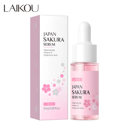 LAIKOU Japan Sakura Serum 17ml Tighten Pores Moisturizing Balance Skin Tone Brightening Facial Essence