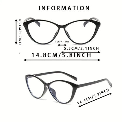 Fashionable Cat Eye Women's Flat Lens Fashion Dressing Glasses Suitable for Daily Clothing and Street Photography