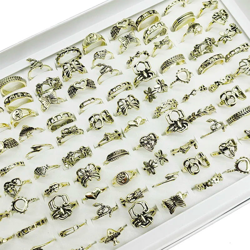 Silver Plated Zinc Alloy Women Rings With Flower Spider Snake Design