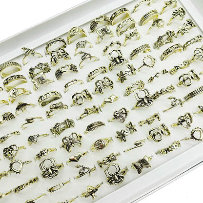 Silver Plated Zinc Alloy Women Rings With Flower Spider Snake Design