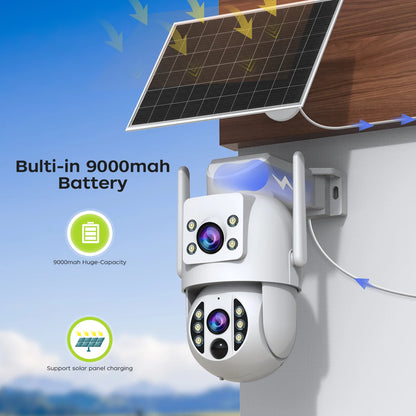 JOOAN 4K Solar Security Camera Wireless Outdoor Dual Lens Solar IP Camera PIR Human Detection Night Vision Battery CCTV Camera