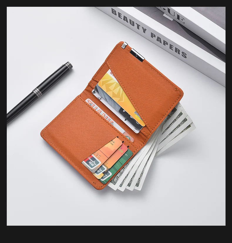 Men's Mini Ultra-Thin Vertical Style Short Wallet with Multiple Card Slots Credit Card Holder Youth Compact Wallet