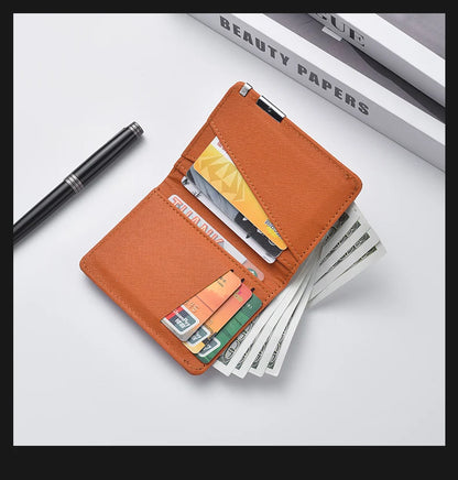 Men's Mini Ultra-Thin Vertical Style Short Wallet with Multiple Card Slots Credit Card Holder Youth Compact Wallet