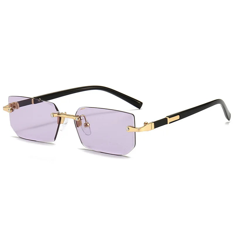 Rimless Sunglasses Rectangle Fashion Popular Women Men Shades Small Square Sun Glasses For Female Male Summer Traveling Glasses