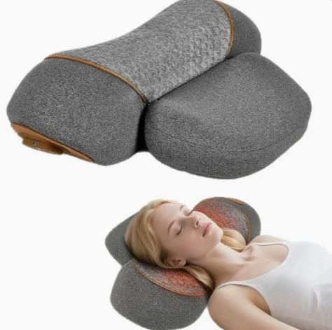 Portable U-Shape Cervical Massage Cushion Heat Vibration Neck Pillow for Travel Office Pain Relief