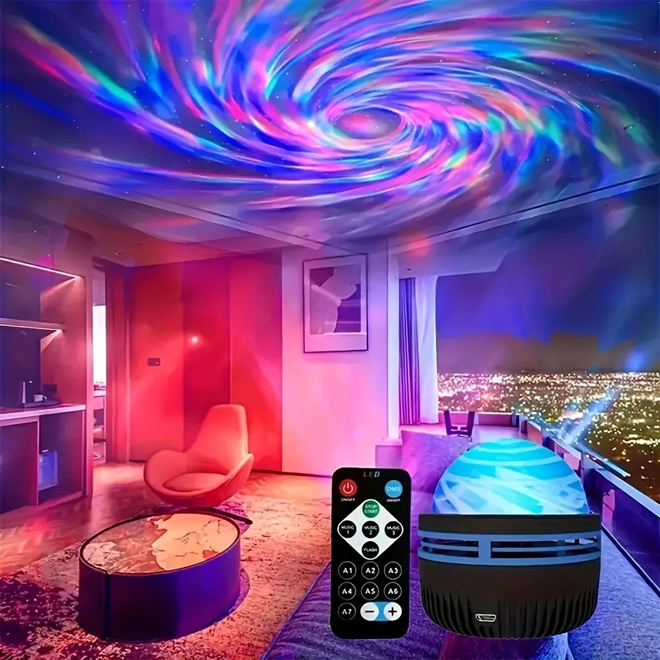 Aurora Crystal Projector Night Light with Remote Control | অরোরা ক্রিস্টাল প্রজেক্টর নাইট লাইট