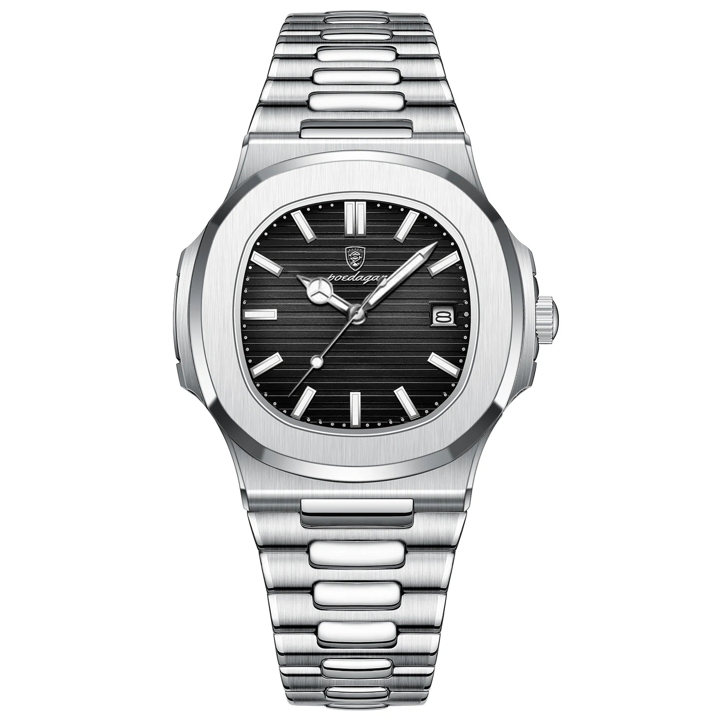 POEDAGAR Square Luxury Men Wristwatch Waterproof Luminous Date Stainless Steel Male Clock Business Sports Quartz Watches For Men