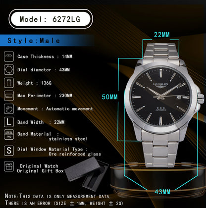 Men automatic watch business date mechanical watches waterproof stainless steel luminous minimalist gift for you