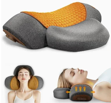 Portable U-Shape Cervical Massage Cushion Heat Vibration Neck Pillow for Travel Office Pain Relief