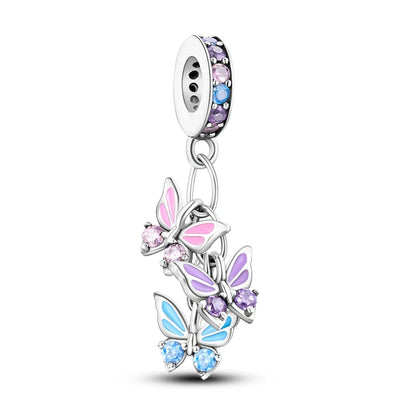 Colorful 925 Silver Plated Butterfly Zircon Charm Bead For Diy Bracelets