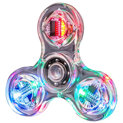 Fidget Spinner Crystal Luminous LED Light Hand Top Spinners Glow in Dark EDC Stress Relief Toys Kinetic Gyroscope for Children