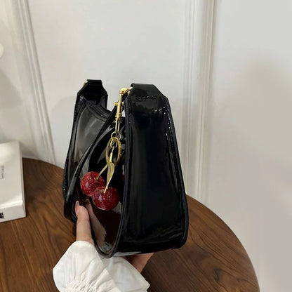 Cherry Pendant PU Leather Shoulder Bag