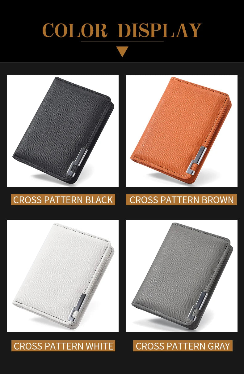 Men's Mini Ultra-Thin Vertical Style Short Wallet with Multiple Card Slots Credit Card Holder Youth Compact Wallet