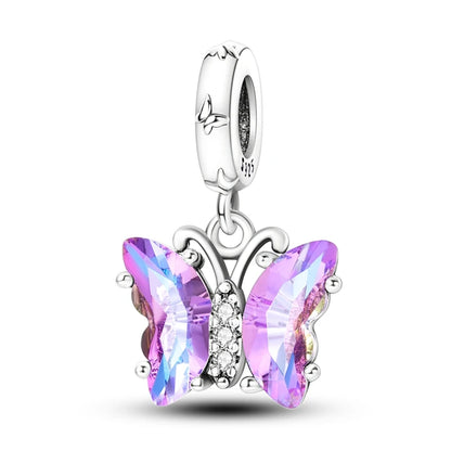 Colorful 925 Silver Plated Butterfly Zircon Charm Bead For Diy Bracelets