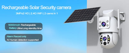 JOOAN 4K Solar Security Camera Wireless Outdoor Dual Lens Solar IP Camera PIR Human Detection Night Vision Battery CCTV Camera