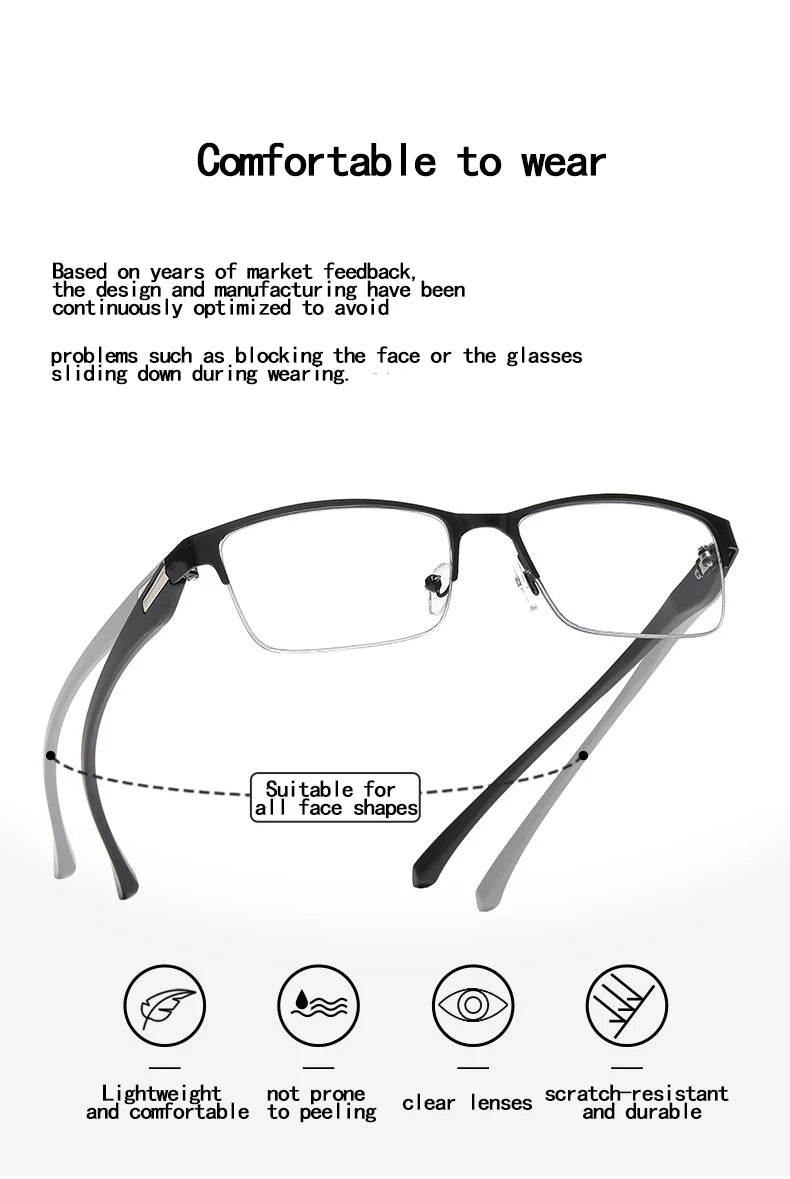 Color-changing Presbyopic Glasses, Automatic Zooming Glasses, Half-frame Glasses, Anti-blue Light Presbyopic Glasses808