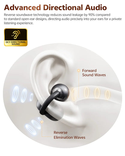 QCY Crossky C50 Open Ear Wireless Earbuds Bluetooth 6.0 Comfort Clip On Sports Earphone 4 Mic AI Clear Call Bass Boost Headphone