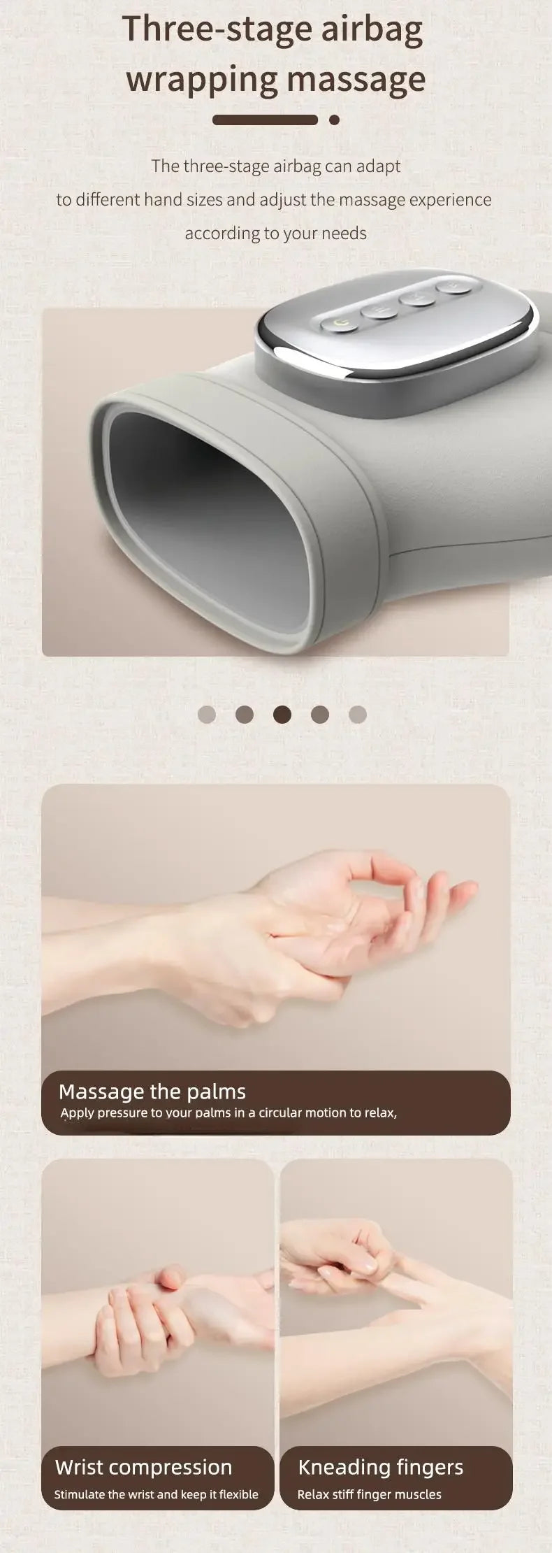 Professional Hand Massager Finger Wrist Palm Relaxation Device with Airbag Compression Kneading for Improves Hand Health