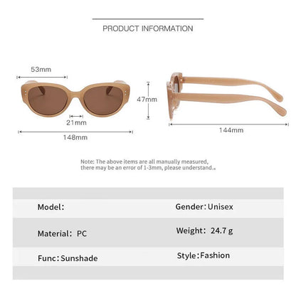 Vintage Black-framed Unique Plain Face-shaped Sunglasses With Cat-eye Round Lenses, Slimming Effect For Oval Face Women 18153