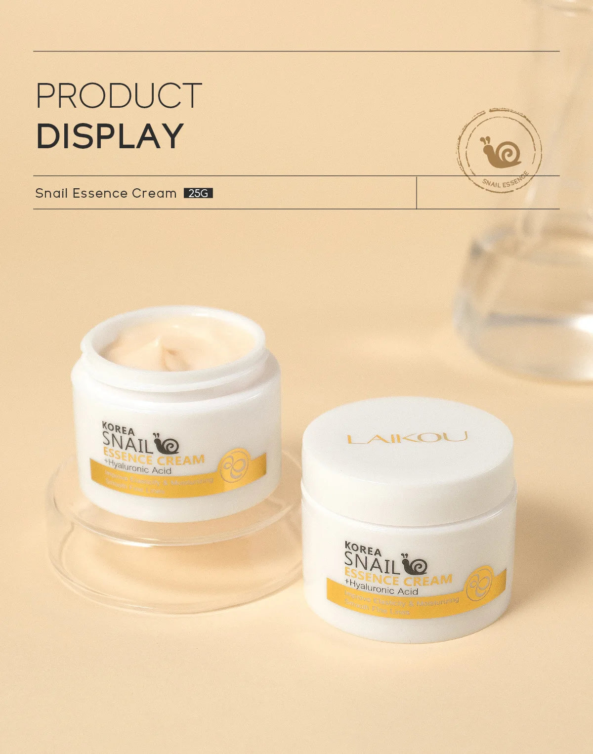 LAIKOU Snail Face Cream Hyaluronic Acid Moisturizing Cream Smoothing & Nourishing Serum Day Cream for Face Skin Care Products
