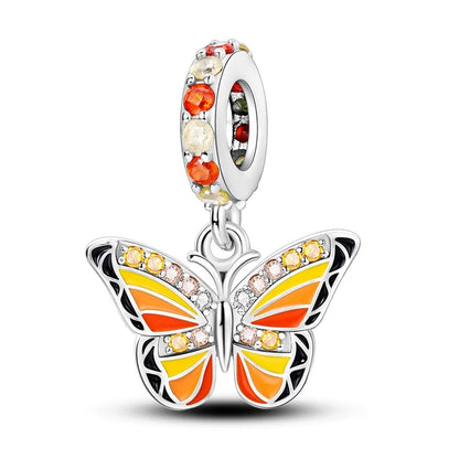 Colorful 925 Silver Plated Butterfly Zircon Charm Bead For Diy Bracelets