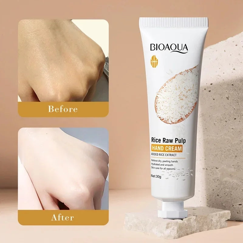 Rice Hand Cream Volumizing Rejuvenating Nourishing Moisturizing Refreshing Non-Greasy Hand Care Cream 30g