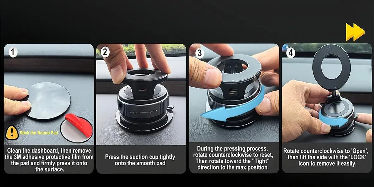 Upgraded Aluminum Alloy Nano Gel Vacuum Magnetic Phone Holder – 360° Rotating, 110LBS Strong Suction for Car, Kitchen & Smooth