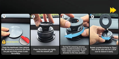 Upgraded Aluminum Alloy Nano Gel Vacuum Magnetic Phone Holder – 360° Rotating, 110LBS Strong Suction for Car, Kitchen & Smooth