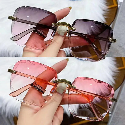 Frameless Sunglasses Y2K Gradient Fashion Korean Hip Pop Anti Ultraviolet Elegant Luxury Outdoor Travel Eyewear Women Unisex