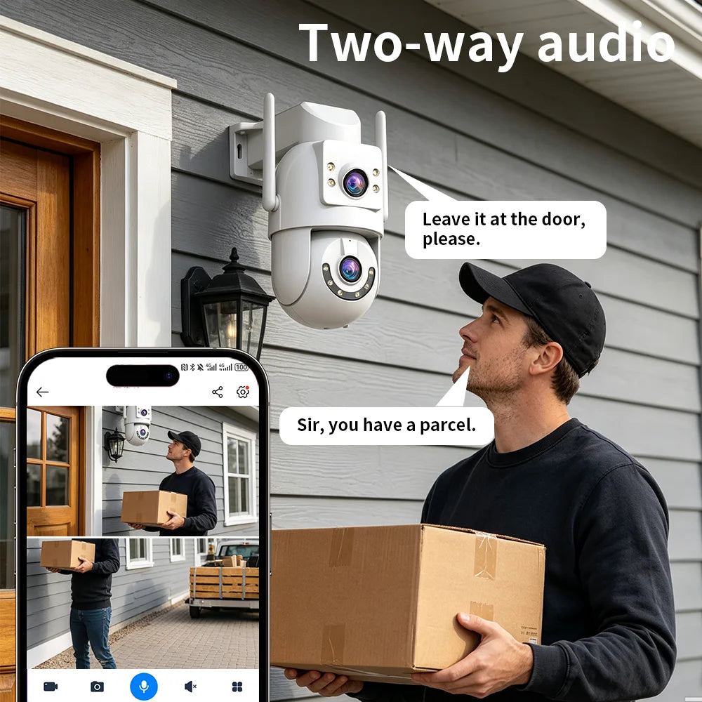 Jooan 4K 8MP HD Wifi PTZ Camera Outdoor 5G Wifi Dual Lens Security IP Cameras 5X Zoom AI Tracking ONVIF CCTV Surveillance Camera