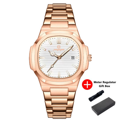 2026 New Luxury Military Man Watch Square Waterproof Luminous Date Week Men Watch Stainless Steel Quartz Men's Watches Reloj+box