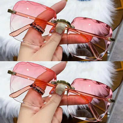 Frameless Sunglasses Y2K Gradient Fashion Korean Hip Pop Anti Ultraviolet Elegant Luxury Outdoor Travel Eyewear Women Unisex