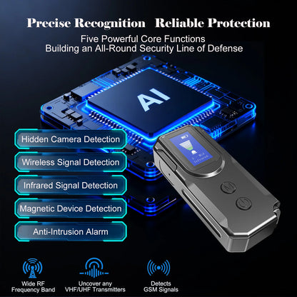AI-Powered Portable RF Signal Scanner Hidden Camera Detector With HD Display Anti-Spy Device for Hotel And Travel Safety