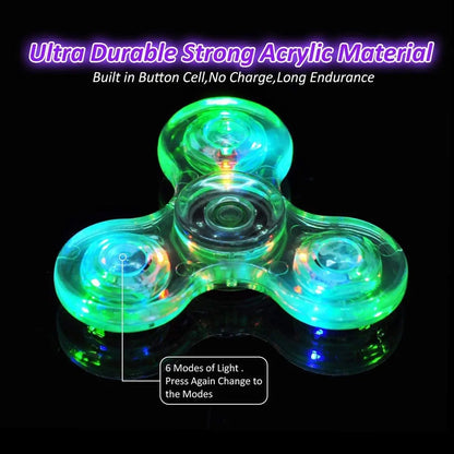 Fidget Spinner Crystal Luminous LED Light Hand Top Spinners Glow in Dark EDC Stress Relief Toys Kinetic Gyroscope for Children