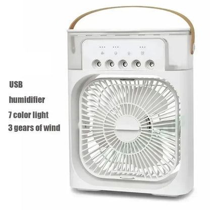 Mini 3 In 1 USB Air Cooler Portable Desk Humidifier Fan With LED Night Light