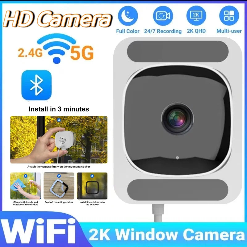 2.4/5GHz WiFi Window Camera 3MP Full Color Night Vision Indoor Security Mini Camera Replaces Outdoor Through Glass Window 2026