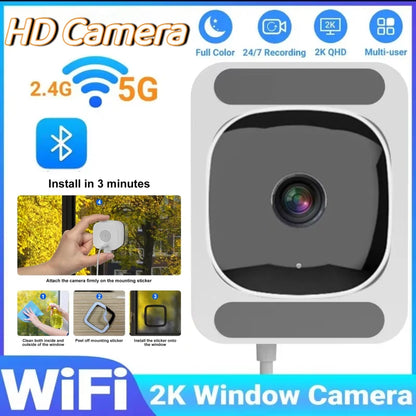 2.4/5GHz WiFi Window Camera 3MP Full Color Night Vision Indoor Security Mini Camera Replaces Outdoor Through Glass Window 2026