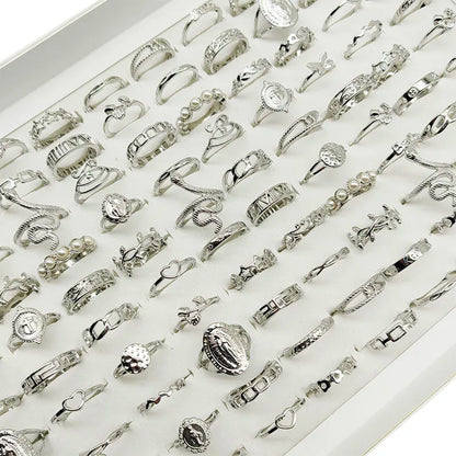 Silver Plated Zinc Alloy Women Rings With Flower Spider Snake Design