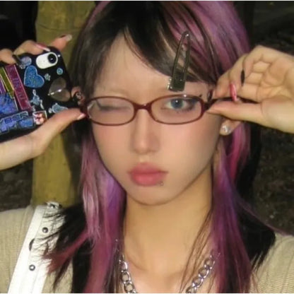 [Blue Light Glasses] Blue Light Blocking Rectangle Glasses for Women | Fashion Small Office Siren Fake Glasses with Clear Lens