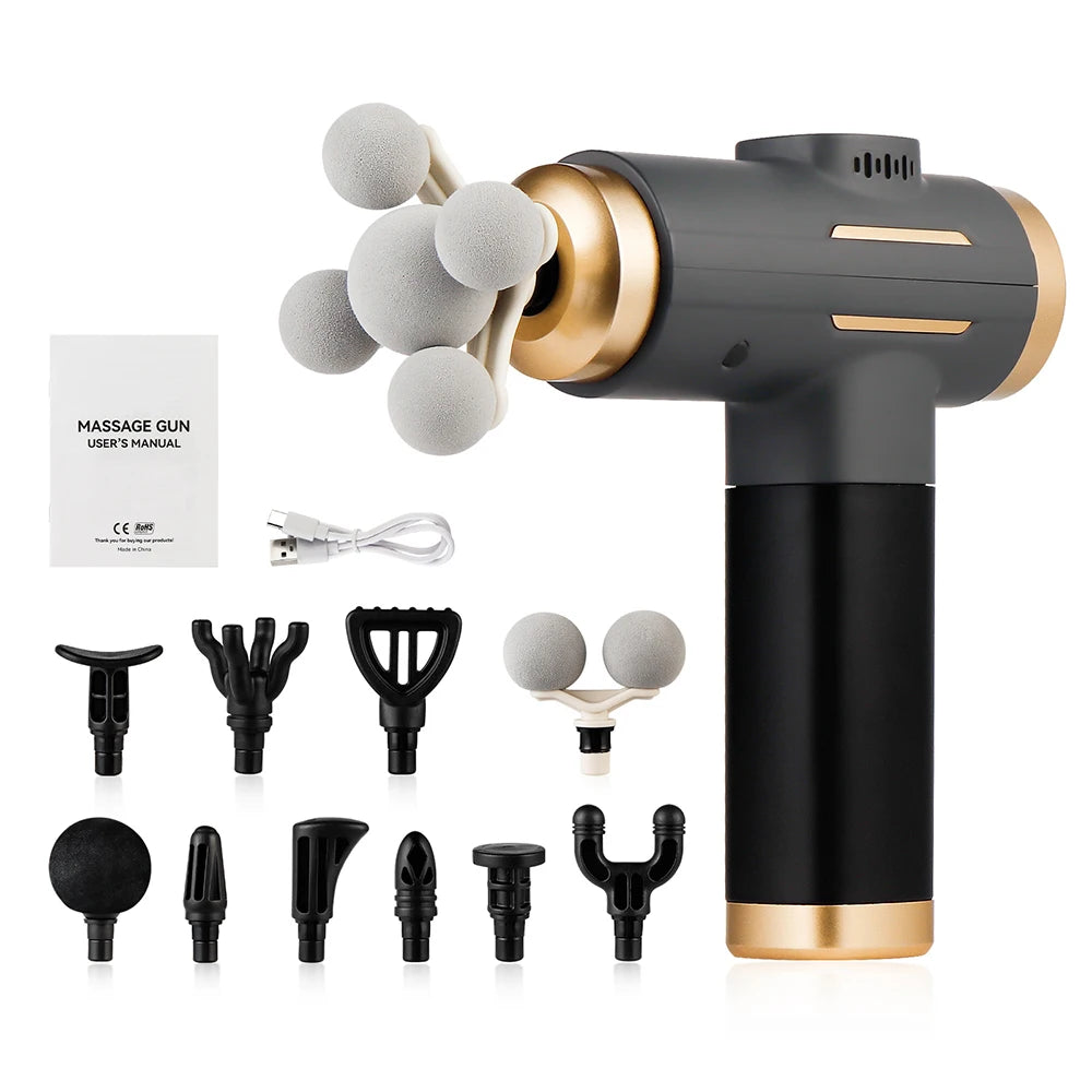 11-IN-1 Electric Massage Gun 99 Level Powerful Fascia Gun High-Frequency Vibration Body Massage Gun Arms Leg Muscle Masajeador