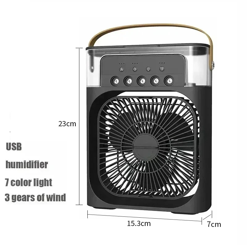 Mini 3 In 1 USB Air Cooler Portable Desk Humidifier Fan With LED Night Light