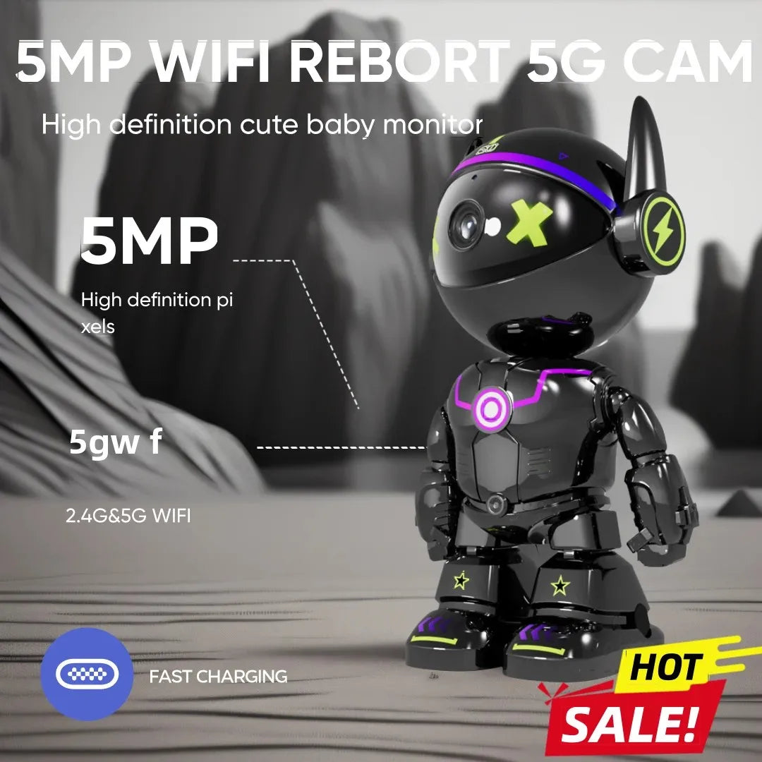 5MP PTZ WIFI IP Camera Wireless Home Security Robot Camera 360° Two Way Audio Auto Tracking Invisible Lens Indoor Baby Monitor