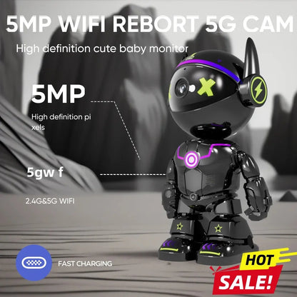 5MP PTZ WIFI IP Camera Wireless Home Security Robot Camera 360° Two Way Audio Auto Tracking Invisible Lens Indoor Baby Monitor