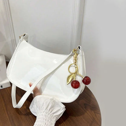 Cherry Pendant PU Leather Shoulder Bag