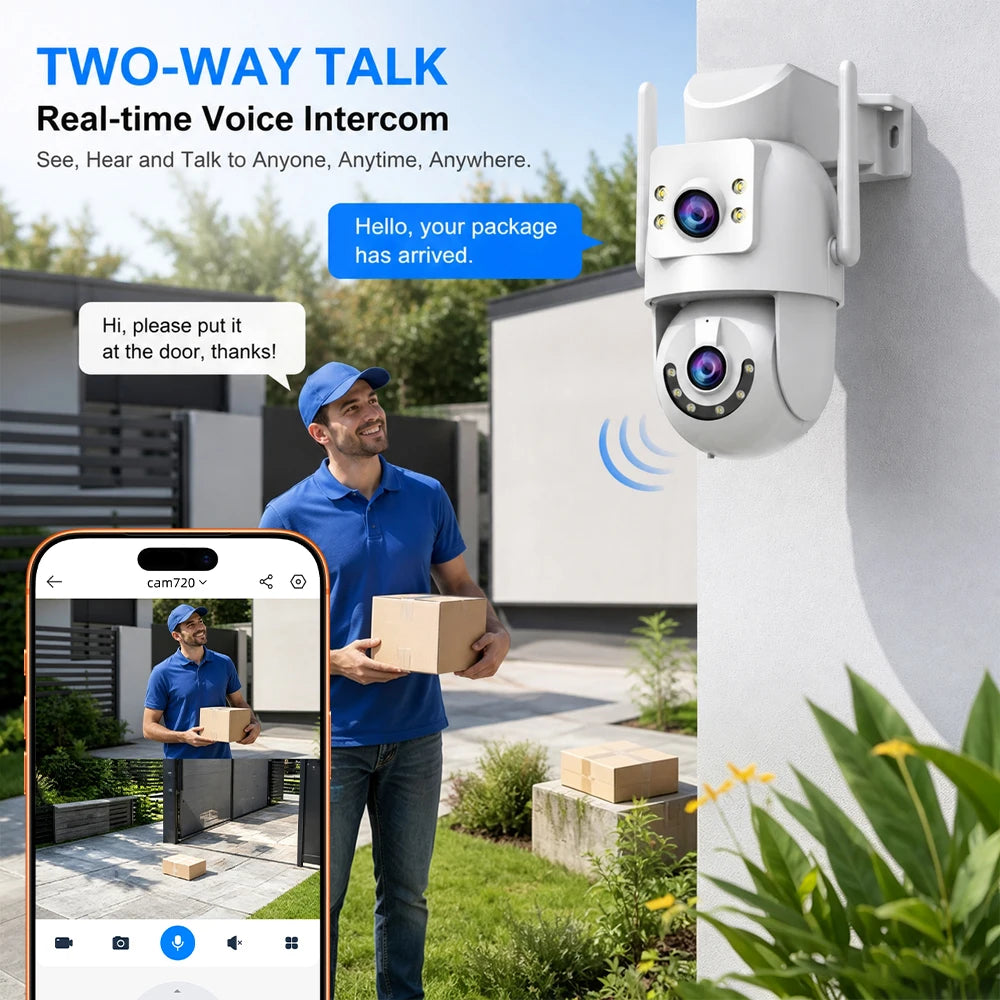 Jooan 4K 8MP HD Wifi PTZ Camera Outdoor 5G Wifi Dual Lens Security IP Cameras 5X Zoom AI Tracking ONVIF CCTV Surveillance Camera