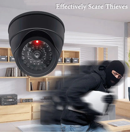 Creative Black Plastic Dome CCTV Dummy Camera Flashing Led Fake Camera Power Via AA Battery Surveillance Security System