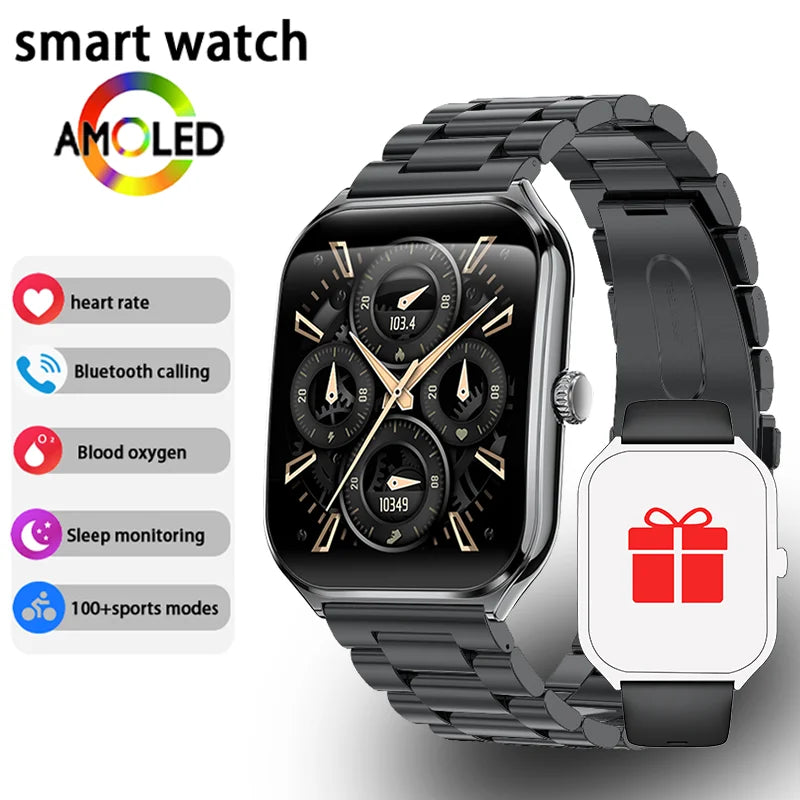 New Ultra Thin Smart Watch Men 1.96' AMOLED HD Pixel Display Always Show Time BT Call Reminder Smartwatch Ladies For Android iOS
