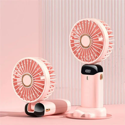 Portable Handheld Personal Rechargeable Fan LED Digital Display 90°Adjustable Rechargeable Fan , 5 Speed Wind Mini Aromatherapy